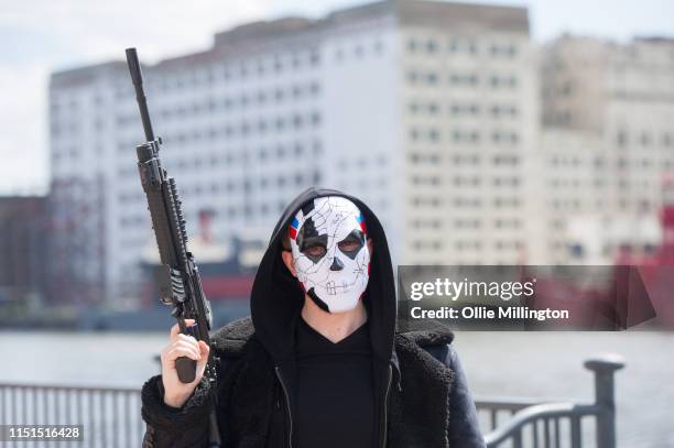 Cosplayer in character as Billy Russo from The Punisher during Day 1 of London MCM Comic Con 2019 at ExCel on May 24, 2019 in London, England.