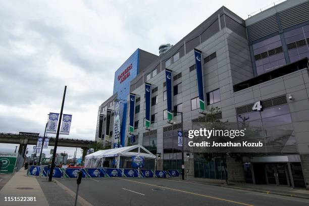 General view of the exterior of the building during the 2019 NHL Draft at Rogers Arena on June 22, 2019 in Vancouver, British Columbia, Canada.