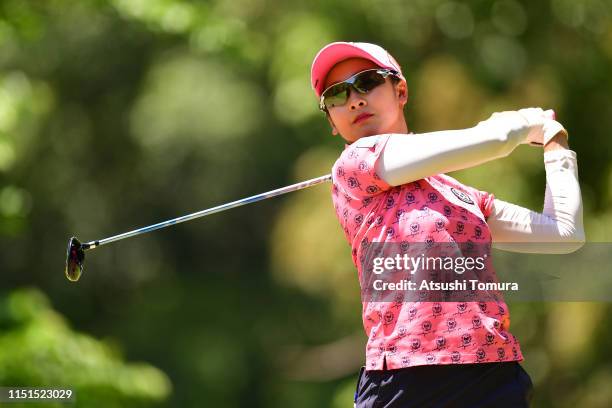 Rei Matsuda of Japan hits a tee shot on the 7th hole during the second round of the Chukyo TV Bridgestone Ladies Open at Chukyo Golf Club Ishino...