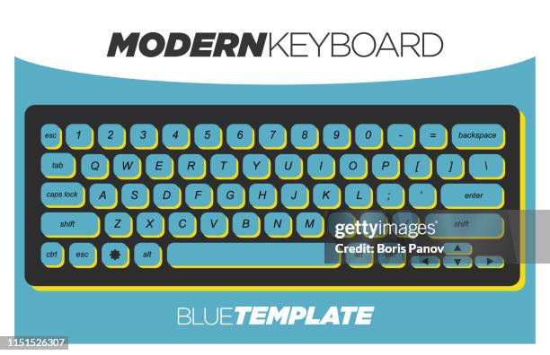 Blue Keyboard Design Modern And Vibrant Blue Keyboard Clipart Template High-Res Vector ...