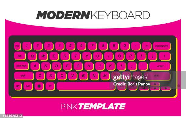 funky and creative pink keyboard template - funky office stock illustrations