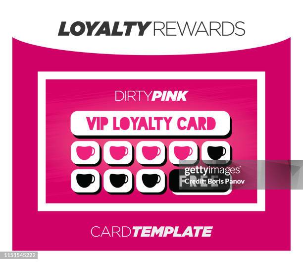 schmutzige pink loyalty incentive prämien des programms karte vorlage - bonuskarte stock-grafiken, -clipart, -cartoons und -symbole