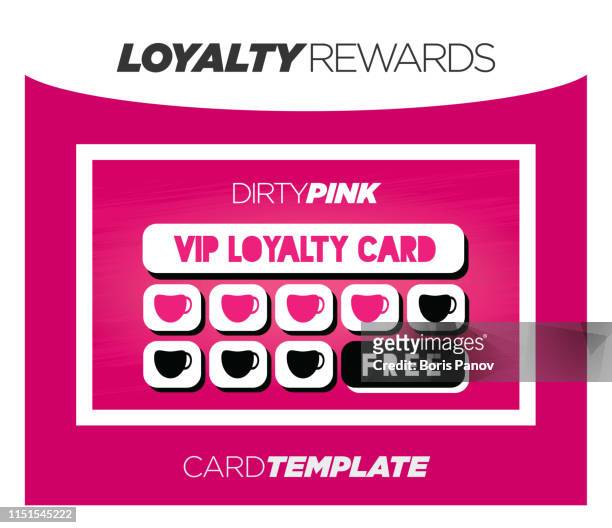 dirty pink loyalty incentive rewards program card template - loyalty cards stock illustrations
