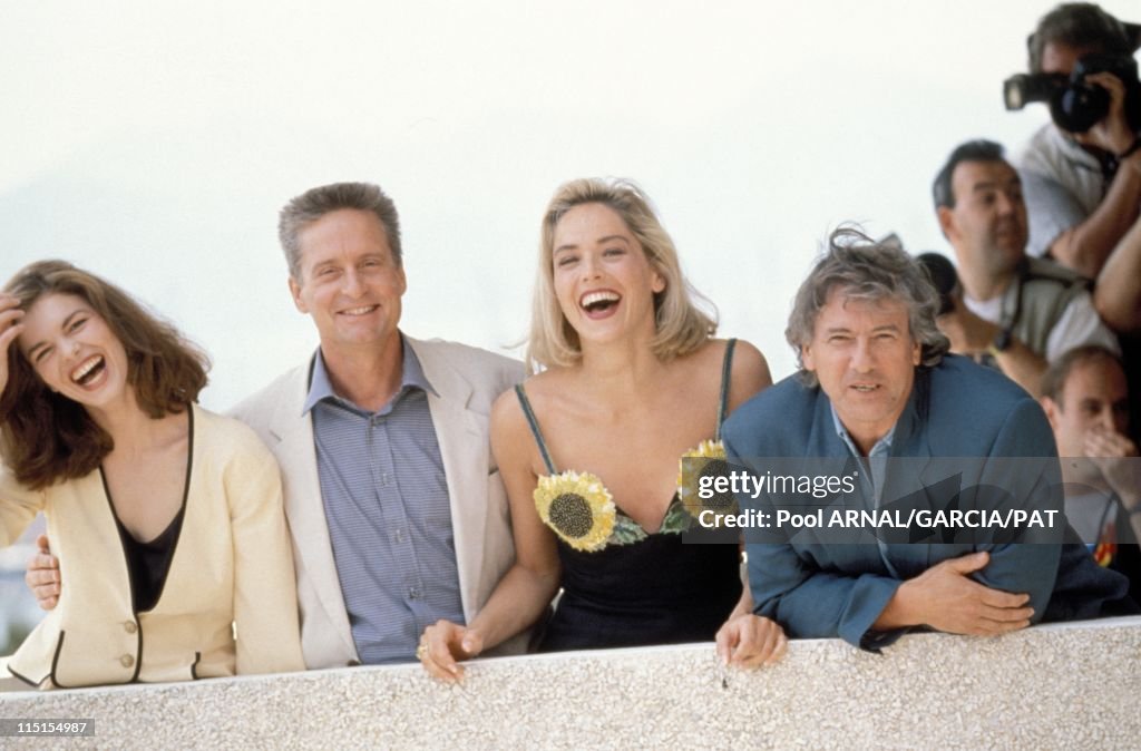 Photocall Of "Basic Instinct" At Cannes Film Festival In Cannes, France In May, 1991.