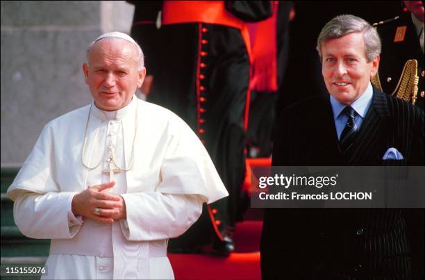 Pope John Paul II visits The Hague, Netherlands on May 13, 1985 - with Prince Claus of the Netherlands.