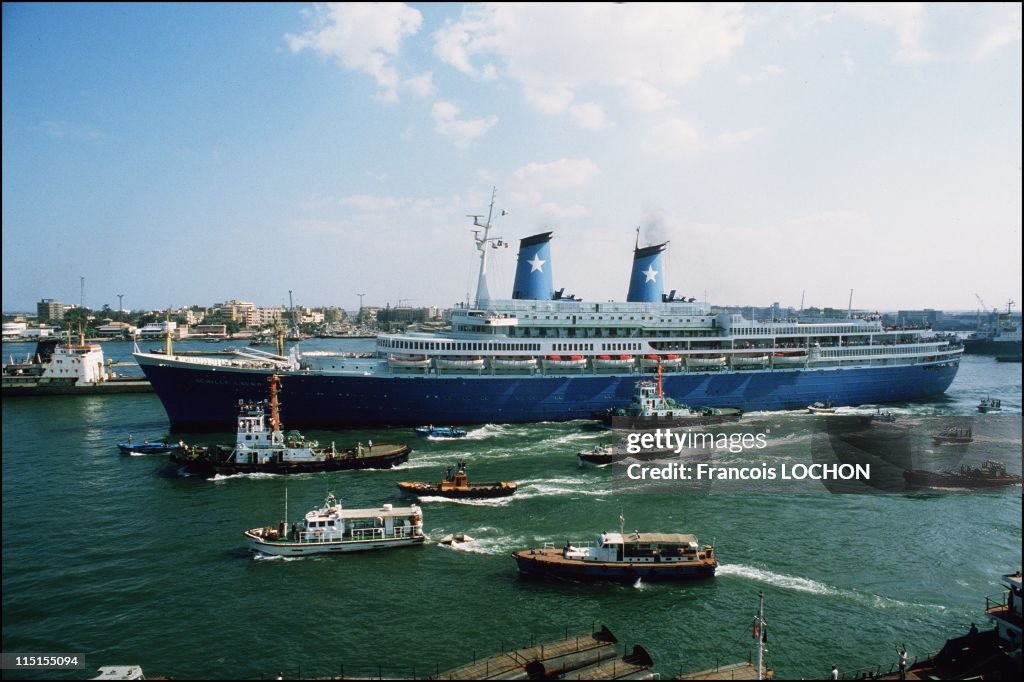 The Achille Lauro Liner Leaves Port Said Harbor, After Being Released From Terrorists Led By Palestinian Militant Abu Abbas, Egypt In October, 1985.
