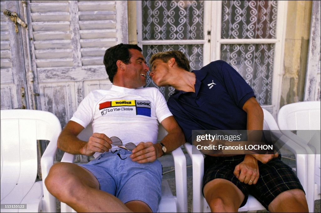 Close-Up Of Greg Lemond And Bernard Hinault After The Tour De France In Paris, France On July 27, 1986.