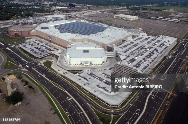 Mall of America in Minneapolis, United States in August, 1992 - General view of mall. In the background, downtown Minneapolis.