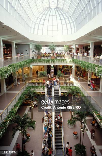 Mall of America in Minneapolis, United States in August, 1992 - Escalator of the market hall .