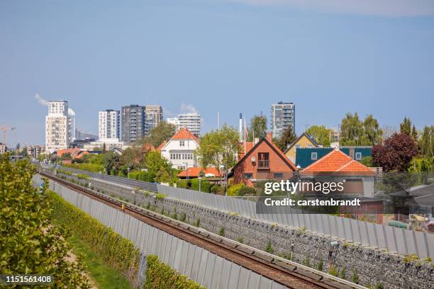 railroad track in the suburbs of copenhagen - amager stock pictures, royalty-free photos & images