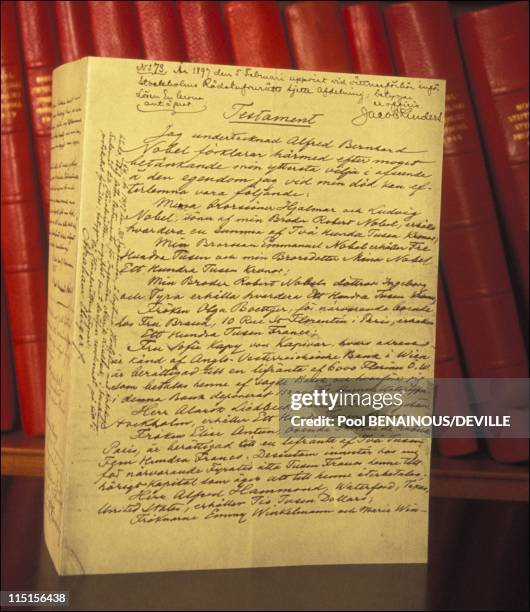 Nobel Prize : The Academies in Stockholm, Sweden in May, 1996 - Alfred Nobel's last will and testament.