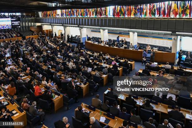 General view shows delegates attending a plenary session to elect the new Director-General of the Food and Agriculture Organization of the United...