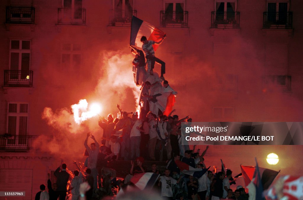 World Cup 98: Joy Of The Supporters In Nantes, France On July 12, 1998.