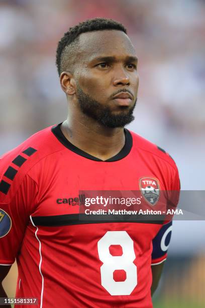 Khaleem Hyland of Trinidad and Tobago during the Group D 2019 CONCACAF Gold Cup fixture between United States of America and Trinidad & Tobago at...