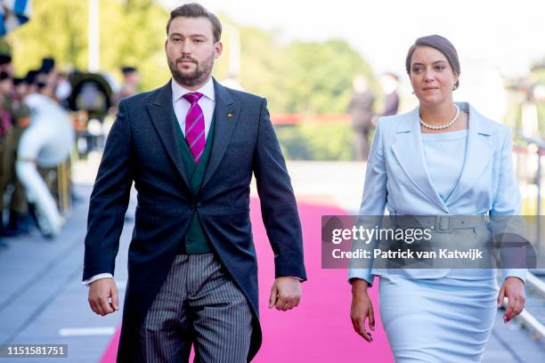 Prince Sebastien of Luxembourg and Princess Alexandra of Luxembourg arrive at the Philiarmonie for the concert on the National Day on June 23, 2019...