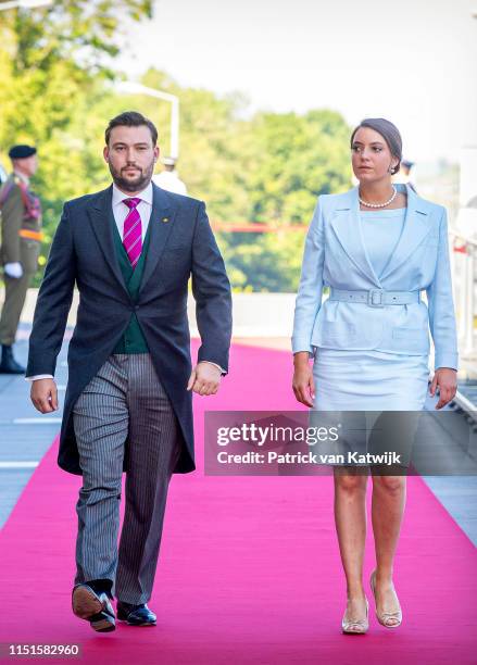 Prince Sebastien of Luxembourg and Princess Alexandra of Luxembourg arrive at the Philiarmonie for the concert on the National Day on June 23, 2019...