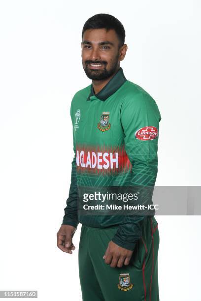 Liton Das of Bangladesh poses for a portrait prior to the ICC Cricket World Cup 2019 at the Park Plaza Hotel on May 25, 2019 in Cardiff, Wales.
