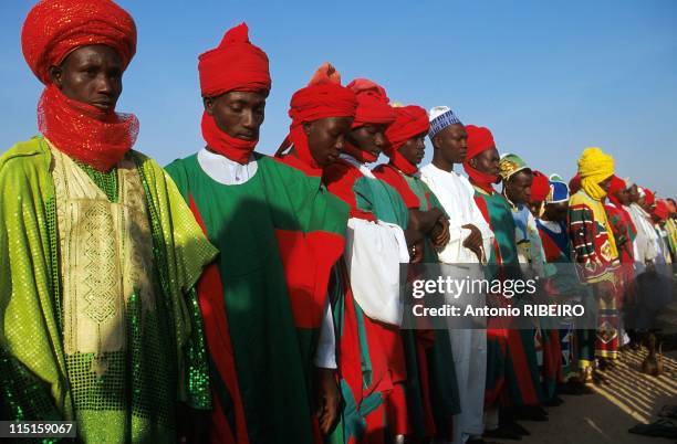 The Durbar in Kano: Royal Ostentation for an Idolized Emir in Nigeria in January, 2000 - Dogarai, the Personal Guards of the Emir, at the Kofar Mata...