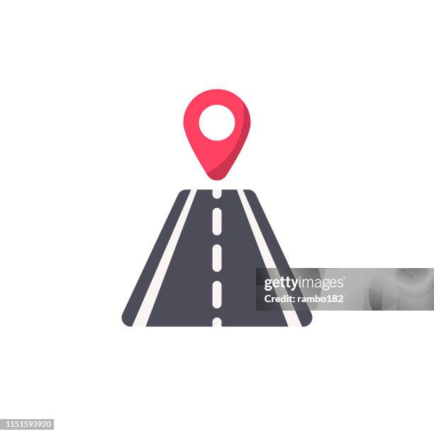 stockillustraties, clipart, cartoons en iconen met weg met locator flat icon. pixel perfect. voor mobiel en web. - asfalt