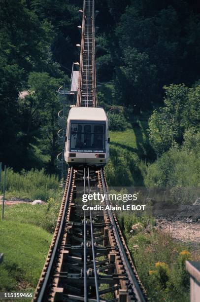 Bourg-Saint-Maurice in France in August, 1999 - Funicular between Bourg-Saint-Maurice and Les Arcs.