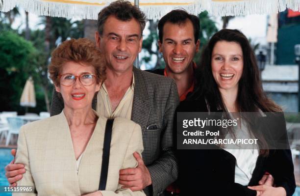 Cannes Film Festival in Cannes, France in May, 1993 - Horst Buchholz with his wife Myriam Bru and their children Christopher and Beatrice.