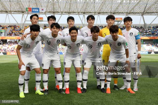 The Korea Republic players pose for a photo prior to the 2019 FIFA U-20 World Cup group F match between Portugal and Korea Republic at Bielsko-Biala...