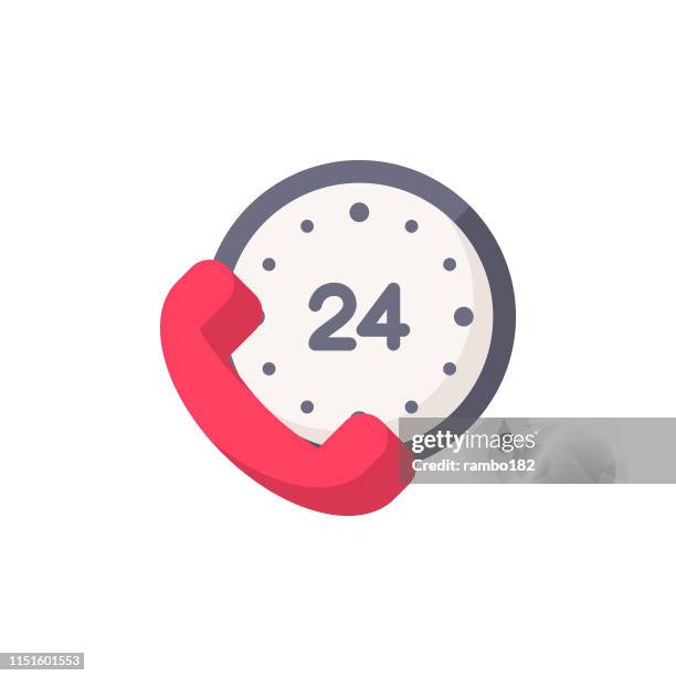 ilustrações de stock, clip art, desenhos animados e ícones de 24 hours, time, clock flat icon. pixel perfect. for mobile and web. - aberto 24 horas