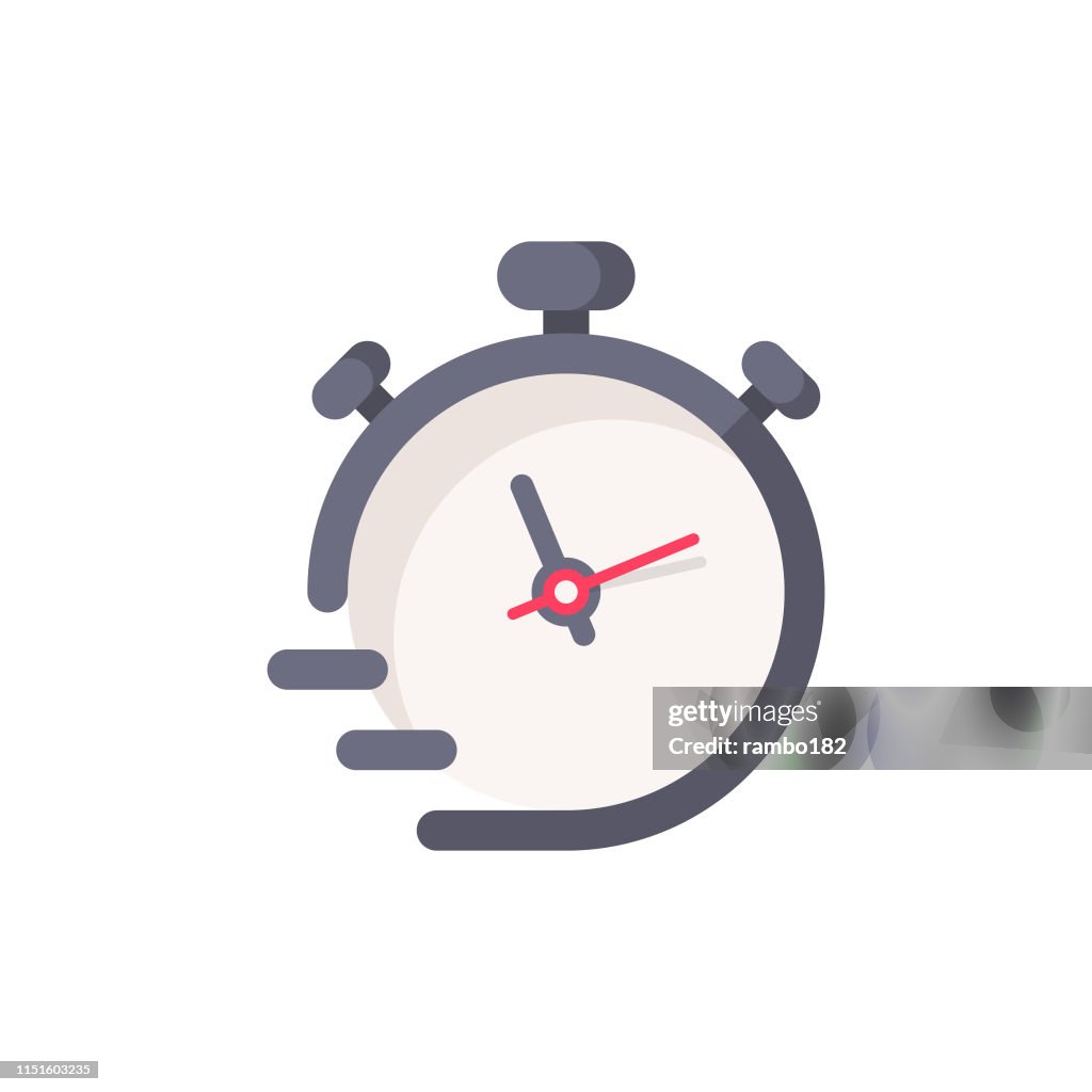 Stopwatch Flat Icon. Pixel Perfect. For Mobile and Web.