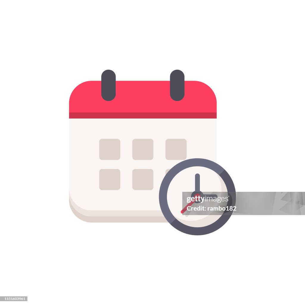 Kalender mit Uhr-Flat Icon. Pixel Perfect. Für Mobile und Web.
