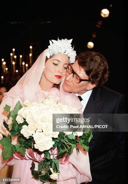 File pictures of Yves Saint Laurent in France in 1989 - Yves Saint Laurent and Lucie Le Bailly de La Falaise, the niece of Loulou de la Falaise, 1990.