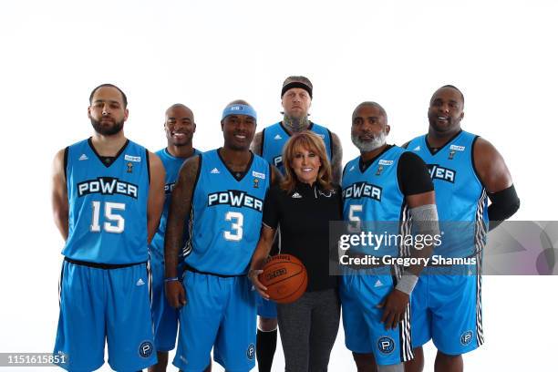 Power pose for a team photo during week one of the BIG3 three on three basketball league at Little Caesars Arena on June 22, 2019 in Detroit,...