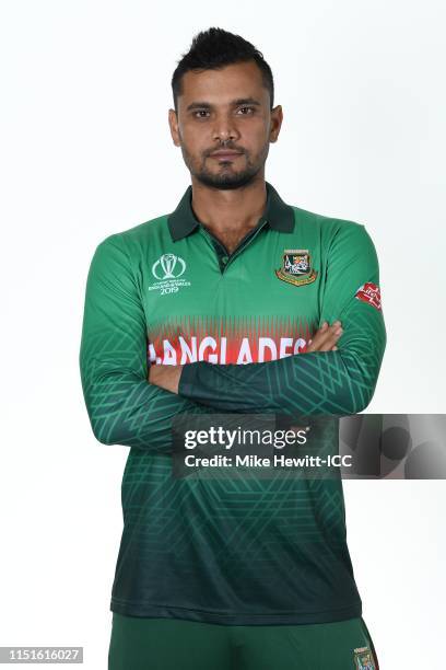 Mashrafe Mortaza of Bangladesh poses for a portrait prior to the ICC Cricket World Cup 2019 at the Park Plaza Hotel on May 25, 2019 in Cardiff, Wales.