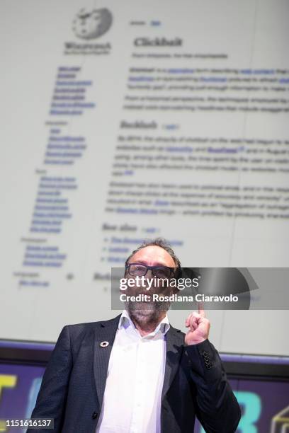 American Internet entrepreneur and founders of Wikipedia Jimmy Wales attends the Wired Next Fest 2019 at the Giardini Indro Montanelli on May 25,...