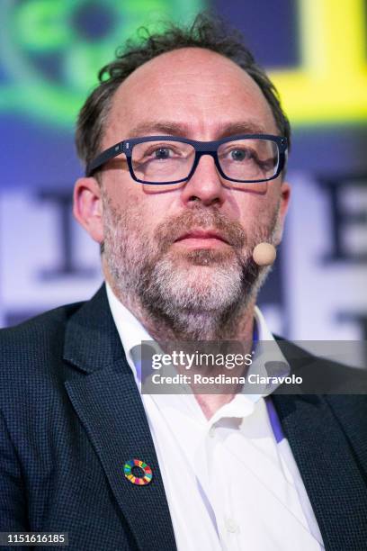 American Internet entrepreneur and founders of Wikipedia Jimmy Wales attends the Wired Next Fest 2019 at the Giardini Indro Montanelli on May 25,...