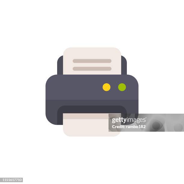 printer flat icon. pixel perfect. for mobile and web. - fax machine illustration stock illustrations