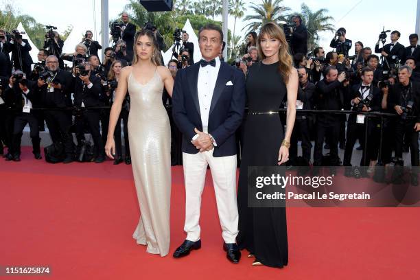 Sistine Rose Stallone, Sylvester Stallone and Jennifer Flavin attends the closing ceremony screening of "The Specials" during the 72nd annual Cannes...