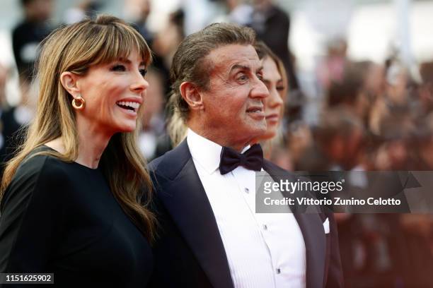 Jennifer Flavin and Sylvester Stallone attend the closing ceremony screening of "The Specials" during the 72nd annual Cannes Film Festival on May 25,...