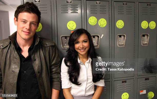 Cory Monteith and Naya Rivera meet fans at the Glee LIVE Tour in association with Samsung Mobile and AT&T at AT&T store on June 3, 2011 in Skokie,...