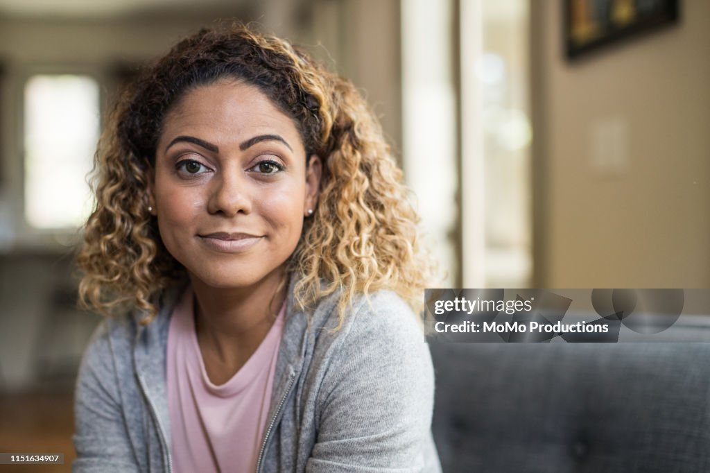 Portrait of woman at home
