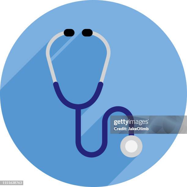 stethoscope icon flat circle - low blood pressure cartoon stock illustrations