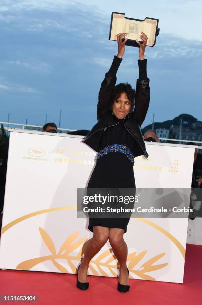 Mati Diop, winner of the Grand Prix Award for the film "Atlantique", poses at the photocall for Palme D'Or Winner during the 72nd annual Cannes Film...