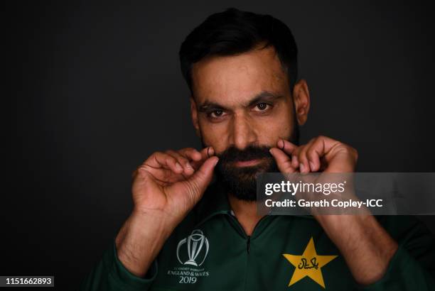 Mohammad Hafeez of Pakistan poses for a portrait prior to the ICC Cricket World Cup 2019 at on May 25, 2019 in Cardiff, Wales.