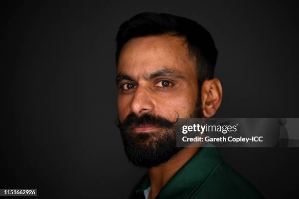 Mohammad Hafeez of Pakistan poses for a portrait prior to the ICC Cricket World Cup 2019 at on May 25, 2019 in Cardiff, Wales.