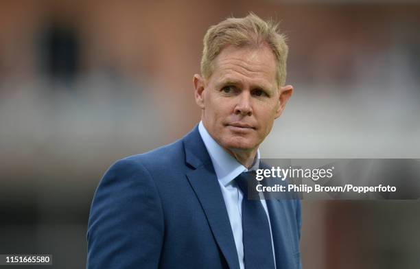 Shaun Pollock looks on after the ICC Cricket World Cup Group Match between Pakistan and South Africa a at Lord's on June 23, 2019 in London, England.