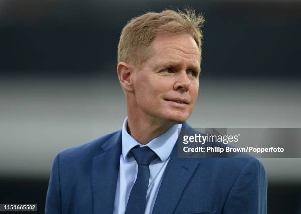 Shaun Pollock looks on after the ICC Cricket World Cup Group Match between Pakistan and South Africa a at Lord's on June 23, 2019 in London, England.