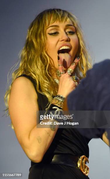 Miley Cyrus performs at the Radio 1 Big Weekend at Stewart Park on May 25, 2019 in Middlesbrough, England.