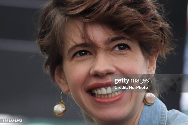 Indian actress Kalki Koechlin smiles during launch of a campaign ParksNotParking in Mumbai, India on 23 June 2019. The campaign aims to raise...