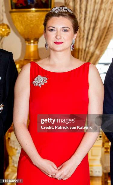 Hereditary Grand Duchess Stephanie of Luxembourg during the reception at the Grand Ducal Palace on the National Day on June 23, 2019 in Luxembourg,...
