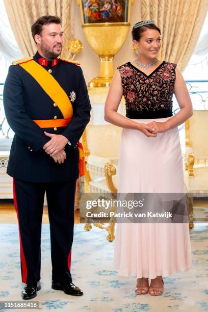 Princess Alexandra of Luxembourg and Prince Sebastien of Luxembourg during the reception at the Grand Ducal Palace on the National Day on June 23,...