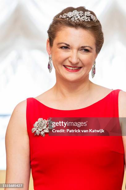 Hereditary Grand Duchess Stephanie of Luxembourg during the reception at the Grand Ducal Palace on the National Day on June 23, 2019 in Luxembourg,...